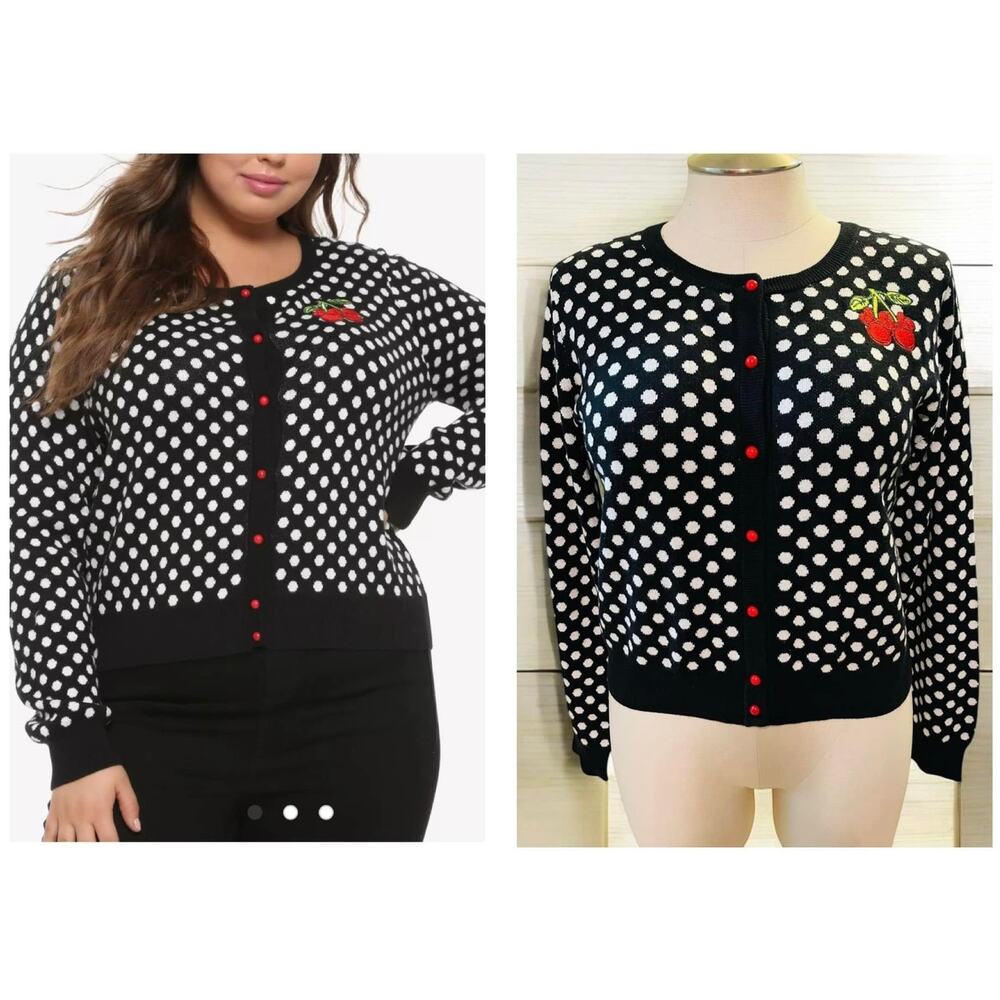 Her Universe Plus Size 2 Disney Minnie Mouse Cherries Polka Dot Cardigan Sweater